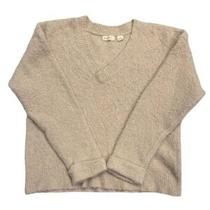 Anthropologie Sleeping on Snow Cozy V-Neck Women's Sweater in Light Beige